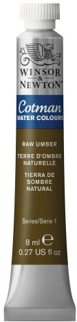 Winsor & Newton 0303554 Cotman Aquarellfarbe mit ausgezeichneter Transparenz, Farbkraft und Verarbeitungseigenschaften, Wasserfarbe 8ml Tube - Umbra natur