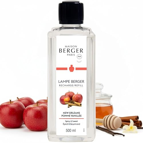 MAISON BERGER New Orleans Lampe Berger Refill, 500 ml (16.9 fl oz), 2-in-1 Catalytic System, Neutralizes Odors and Diffuses Fragrance, Apple, Cinnamon, Vanilla, Made in France