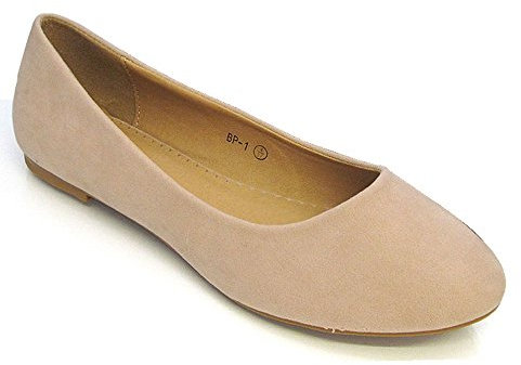 ESSEX GLAM New Womens Flat Pumps Ladies Glitter Ballet Ballerina Dolly Bridal Shoes Size (UK 8 EU 41, Beige Suede)