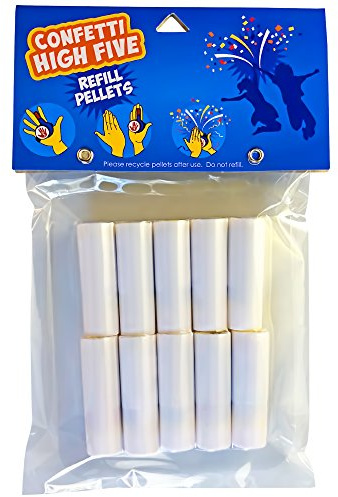 FiestaFive Confetti Cartridge Refills Toy Shooter - Reload and Blast Confetti from Your Hands When You High Five (White)
