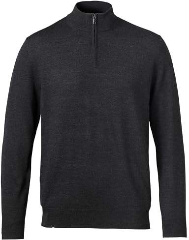 Charles Tyrwhitt Charcoal Grey Pure Merino Zip Neck Jumper