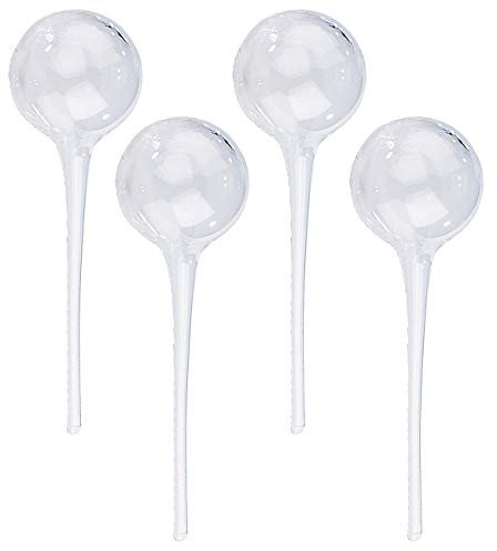 Royal Gardineer Pflanzen-Gießkugeln: 4er-Set Gießfrei-Bewässerungs-Kugeln aus Glas, transparent, Ø 8,5 cm (Glas Wasserspender für Pflanzen, Gießfrei Bewässerungs-Kugel, Balkonkästen)