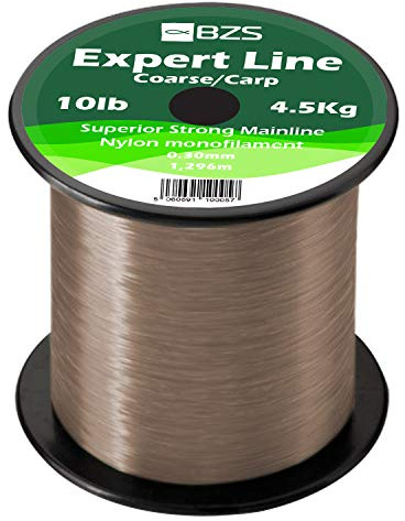 BZS Expert Carp Coarse Fishing Line Nylon Monofilament - Strong Tension High Load String Spool 4lb 5lb 6lb 8lb 10lb 12lb 15lb 20lb 25lb 30lb 40lb 50lb 60lb