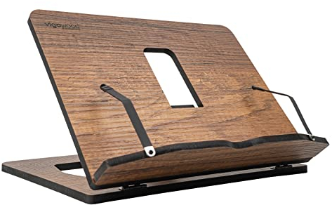 Vigo Wood Buchständer, Rezeptbuchständer, Kochbuchständer für die Küche, Bücherständer für die Anzeige, Buchhalter zum Lesen im Bett (Walnuss)