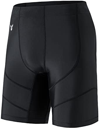 HUGE SPORTS Men's Swim Shorts Compression Swimming Jammer Cool Dry Active Swimsuit Swimming Athletic Workout Running Shorts(Black,S)