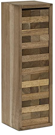 relaxdays Tour infernale, 54 pièces, avec Caisse en Bois, Jeu pour Enfants et Adultes HLP: 29 x 9,5 x 8,5 cm, Nature