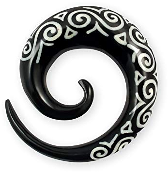 Fly Style Piercing Ohr Expander aus Horn und Knochen - Dehnschnecke Dehnspirale Dehnungsschnecke Dehnsichel, Grösse:4 mm (Paar)