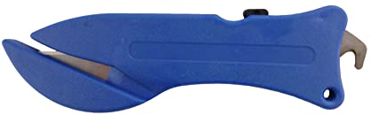 Gifts Direct 2 U Fish 3000 Enclosed Blade Safety Box Cutter with Manual Retract Hook Blade Blue
