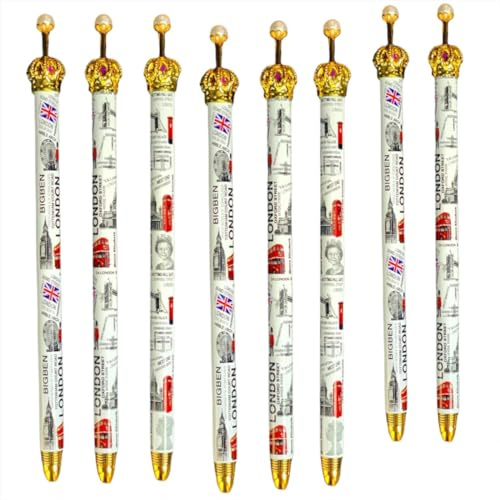 Souvenirs London Crown Pen - Juego de 8 piezas con temática de monarquía británica - Instrumento de escritura de lujo