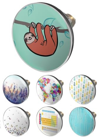 arteneur® - Pop Up Waschbeckenstöpsel mit Motiv Faultier | Abflusssieb | Doppel Dichtung | Universal Abflussstöpsel 34mm – 41mm | Pop Up Ventil Waschbecken Stöpsel