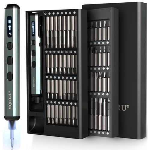 MQFORU Mini Electric Screwdriver, 72 in 1 Small Precision Screwdriver Set, Cordless & Rechargeable, 64 Magnetic Bits, 5 Torque Settings, LED Screen Display, Mini Drill Tool Kit for Phone/Watch/Camera