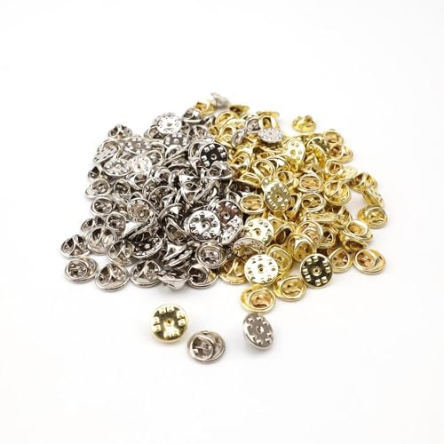 HJIAMA Broche Cierre Clip 200 Piezas Alfileres Cierres, Pin Oro/Plata Cierres de Mariposa Accesorios Joyería Cierre Mariposa Hebilla Práctica Sujetar Objetos Rápidamente