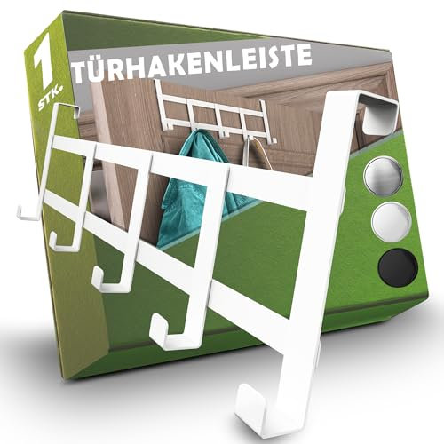 Menz Türgarderobe zum Einhängen, weiß - Flexible Türhaken für ganze Wohnung, Kleiderhaken für Tür, platzsparende Türhakenleiste, Haken zum Einhängen, universell verwendbar