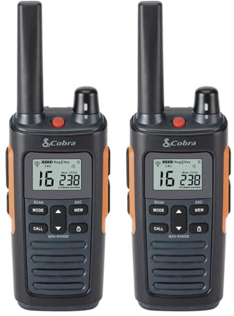 Cobra RX680 Walkie-Talkies (2er-Pack) – Wiederaufladbare PMR446-Funkgeräte für Freizeit und Beruf, 10 km Reichweite, staubgeschützt und spritzwassergeschützt (IP54), Schwarz und Orange