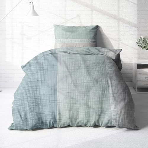 Träumschön Premium Bettwäsche 135x200 + 80x80 cm - Grünes Design - Sommer Bettwäsche aus Baumwolle – Weich, Atmungsaktiv & Hautfreundlich - bügelfrei