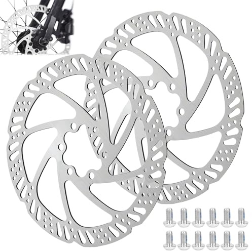 Set di 2 Disco Freno Rotore, 160mm Rotori Freno Disco Per Bicicletta, 6 Fori, in Acciaio Inox, con 12 Viti, per la Maggior Parte della Mountain Bike e Bici da Strada, Distanza Relativa Tra i Fori 44mm