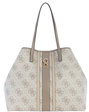 GUESS borsa shopper Erenia 2 in 1 Tote Dark Taupe Logo bianco