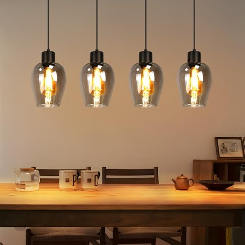 Lichtmaler Hänglampa Svart 4-armad Industrilampa Hängande E27 Glas