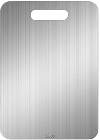 Volumoon Tabla de Cortar de Titanio, Tabla para Picar de Titanio, Titanium Cutting Board, Tabla de Cortar de Doble Cara de Acero Inoxidable 304(33 x 23.5cm)