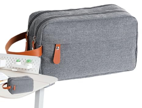 Kit de rasage – Pochette de toilettage portable, panier à deux compartiments, protection contre les déversements, garde les articles d'hygiène bien triés, fournitures de voyage de salle de bain, sac