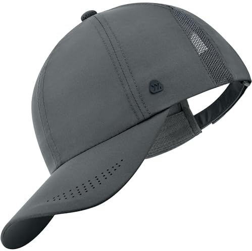 YANIKY Baseballkeps för män och kvinnor – sommar basebollkeps med UV-skydd – ventilerande sportkeps, utomhus, solhatt, justerbar snabbtorkande, löpmössa, Mörkgrå, S-M