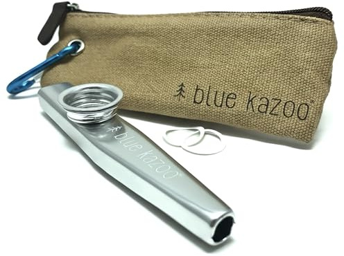 The Original Blue Kazoo – Aluminum Musical Instrument – Ultralight Backpacking Kazoo with Canvas Bag & Carabiner – Easy to Carry – Fun Camping Essentials & Gift for All Ages