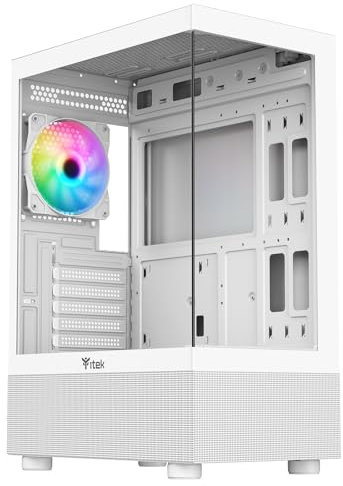 Itek Case SHOWBUI 33W - Gaming Tower ATX- 12cm ARGB fan - USB3 - Side & Front Panel Temp Glass - White Edition