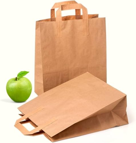 HOT BARGAINS Large Brown Paper Bags with Handles, 50-Pack