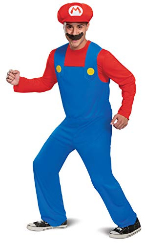 Super Mario Bros. Mario vuxenkostym, officiellt licensierad av Disguise, bekväm passform och detaljerad design, M 38 till 40
