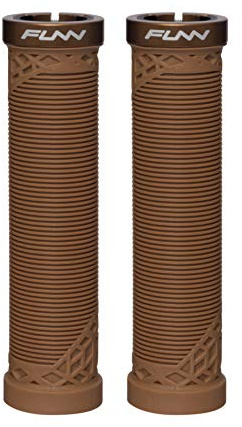 Funn Hilt Mountain Bike Handlebar Grips with Single Lock On Clamp, Lightweight and Ergonomic Bicycle Handlebar Grips with 22 mm Inner Diameter, Unique Patterned Bicycle Grips for MTB/BMX (Brown)