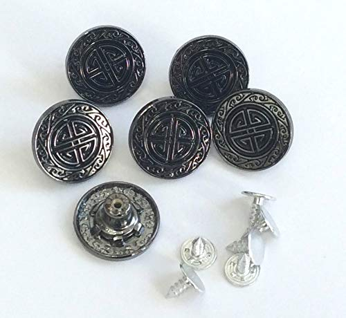 Großhandel für Schneiderbedarf 6 Jeansknöpfe 20mm Silber, Metall, Rostfrei, Nickelfrei, 6 Stück