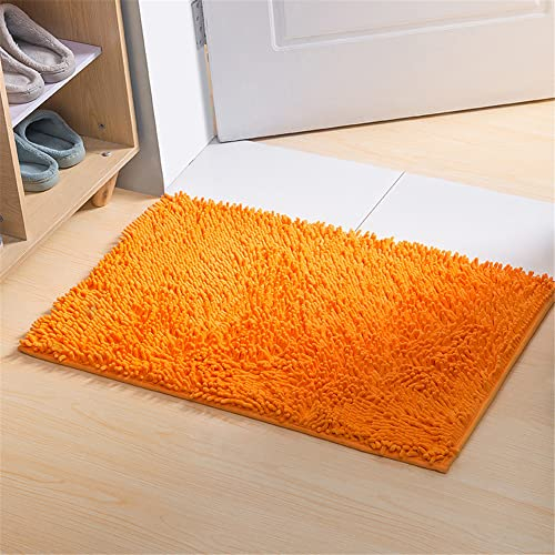 Odot Chenille Badematte, Super Saugfähiger WeicherBad-Teppiche Anti-Rutsch Bequeme Waschbarer Badteppich Flauschiger Badezimmerteppich in Shaggy-Optik (Orange,50x80cm)