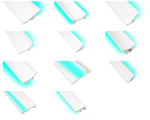 INOSAR - LED Sockelleisten und Deckenleisten - Indirekte Beleuchtung in modernen Design, lichtundurchlässig, robust, Profil, Stuckprofil, Deckenprofil - INO-1-20 x 2,5 x 6,2 cm Muster