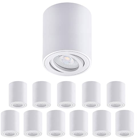 Oktaplex 12 faretto da superficie bianco - incl. modulo LED dimmerabile a 3 livelli 4,8W 230V 3000K bianco caldo 80x85mm Faretto da superficie Lile M alluminio orientabile