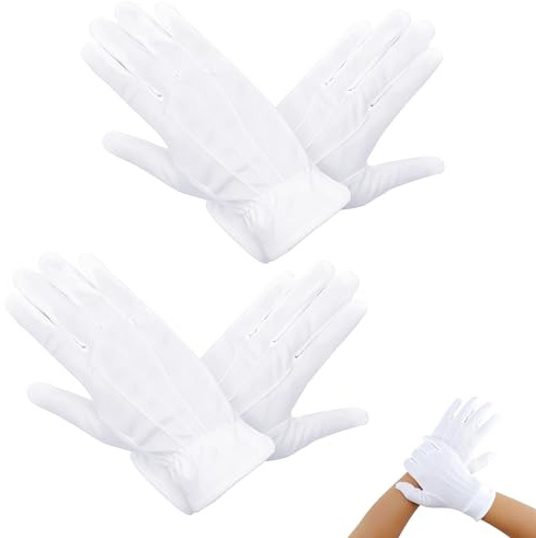 SWYSGS Bomullshandskar, mjuka, 2 par, L, dermatest: Mycket bra, 100 % bomull, jerseyhandskar, perfekt passform, vita, Vit, En Storlek