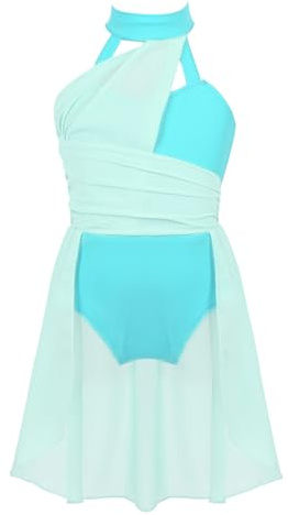 Zaldita Balletto Ballerina per Bambina Ragazza Abito da Danza Lirica Vestito da Pattinaggio Collo Mock Abito da Ballo Salsa Rumba Tango Spettacolo Dancewear Menta Verde 12 Anni