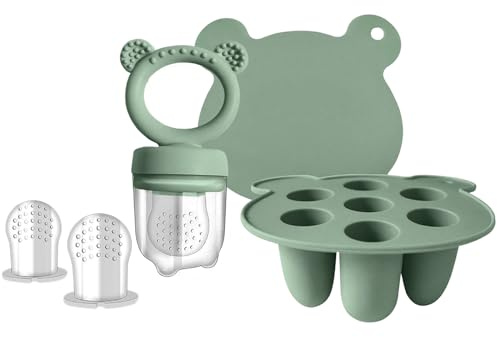 Alimentador de frutas para bebés de silicona y muffins de hielo de leche materna, congeladores de alimentos, contenedores de almacenamiento de alimentos para el dolor de dentición de bebés y