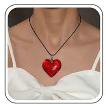 Xmsrn Vintage Collar De Corazón De Acrílico Rojo Collar De Gargantilla De Cuero De Gamuza Negro Goth Collar De Terciopelo Boho Collar Colgante De Corazón Grande Para Las Mujeres