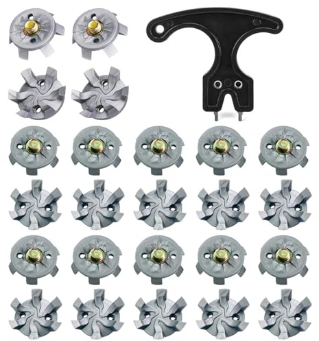 GIONAR 20PCS Golf Shoe Spikes M6 Tooth Replacement Set, 6mm Screw Thread With Wrench Tool, Easy Install Studs, Fits Footjoy Adidas Skechers Nike Shoes