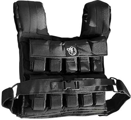 GORILLA SPORTS® Gewichtsweste - Verstellbar, 10/20/30 kg, Universalgröße, Eisen, TPE-Schaum, Nylon, Schwarz - Laufweste, Trainingsweste, Weighted Vest für Damen, Herren, Krafttraining (c) 30 kg)