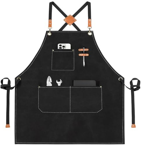 XCSJKJ Tablier de Barbecue en Toile avec 3 Poches, pour Cuisine et Jardin - Pour Hommes et Papas au Restaurant et Café