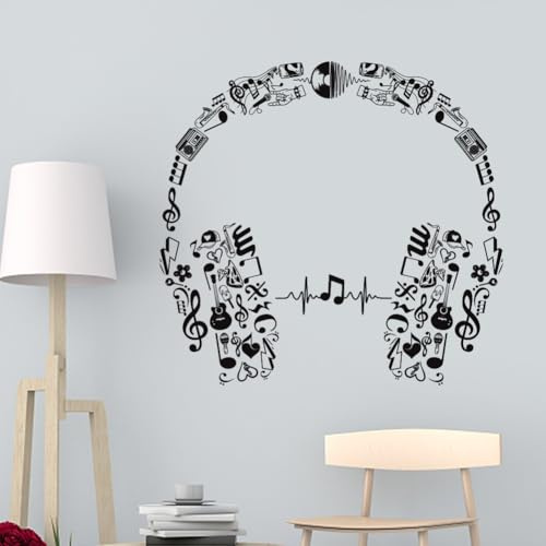 ANATTASOUL Pegatinas de Pared Auriculares Estilo Grafiti Vinilos Decorativos Adhesivos Pared Cocina Dormitorio Salón Comedor Baño(2pcx96x30cm)