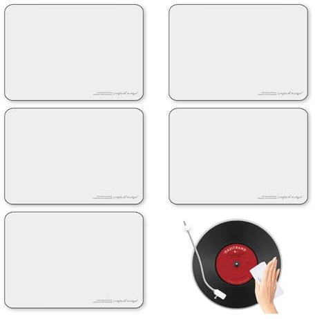 Lot de 5 chiffons de nettoyage antistatiques pour disques vinyles – Kit en microfibre ultra doux non pelucheux pour LP/CD/DVD | 23,9 x 16,5 cm - Ne perd pas ses poils - Élimine la poussière et les