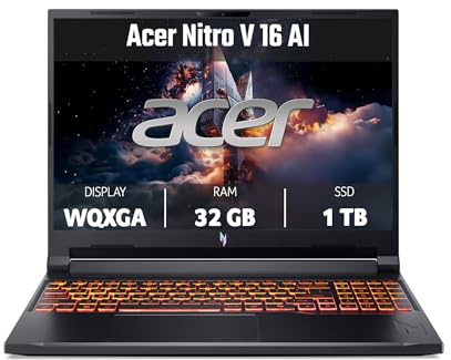 Acer Nitro V 16 AI PC Portatile IA, Notebook Gamin, NVIDIA GeForce RTX 5070 8 GB, Processore Ryzen™ AI 9 365, Ram 32 GB DDR5, 1024 GB SSD, Display 16 WQXGA IPS 180 Hz, Copilot+ PC, Windows 11 Home