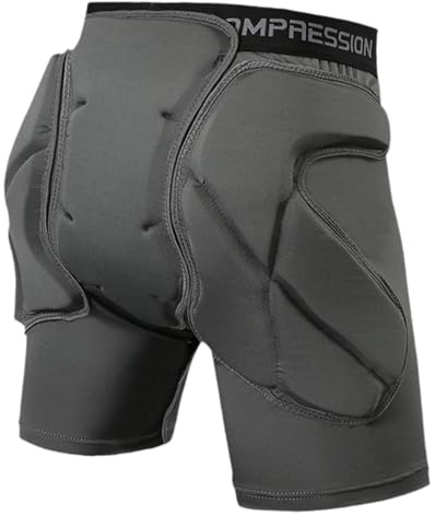 KiBcsLic Pantalones Cortos Acolchados para Protección de Cadera Y Coxis Almohadilla 3D Amortiguadora Y Material EVA Resistente Y Transpirable, Gray S