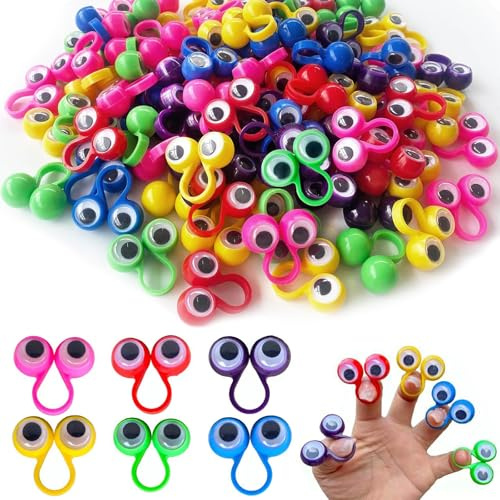 TENGWA Colorato Giocattolo Dito Occhio 100 Pezzi Regalini di Compleanno per Bambini 6 7 8 9 10 11 12 Anni Colore Casuale Fidget Ring Toys per bambini adulti per Spettacoli Giochi Festa Compleanno