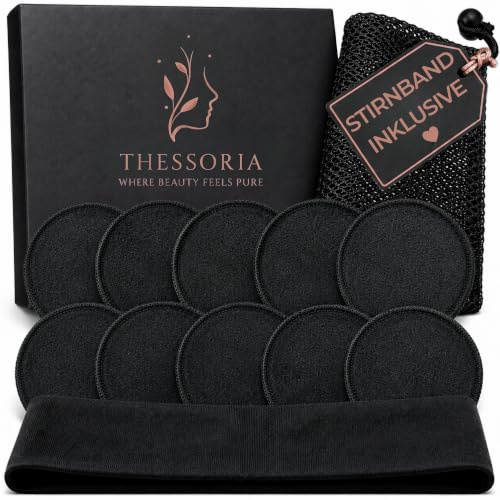 Thessoria Almohadillas desmaquillantes lavables – Almohadillas de algodón reutilizables con 2 lados y núcleo de esponja – Mezcla de materiales de bambú – Almohadillas desmaquillantes facial – Juego
