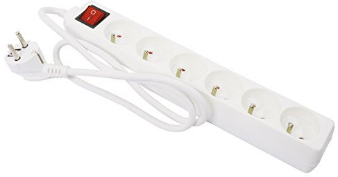 Gefotech 8219 Bloc 6 prises 16A+T avec interrupteur Câble 1 m