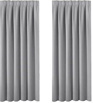 BellaHills Blackout Curtain Thermal Grey Curtains Pencil Pleat Top for Room Darkening Blockout Window Draperies for Living Room 46 x 72 Inch, 2 Panel, Dove Grey