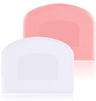 Raschietto per Pasta in plastica, per Pasticceria, 2 Pezzi, in plastica, Raschietto, spatola per Il Pane per Cucina, Pasticceria, Crepe, 12 x 9,5 cm, Colore: Rosa + Bianco
